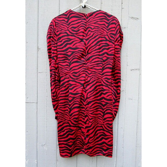 REVOLVE BARDOT Long Sleeve RED BLACK Zebra Print MINI DRESS Large 8-10 - Picture 5 of 5